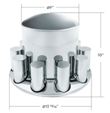 Rear Axle Wheel Cover "Extra Tall Round Top" With 10 Thread-On Nut Covers, High Quality Chrome Plated ABS Plastic