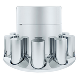 Rear Axle Wheel Cover "Extra Tall Flat Top" With 10 Thread-On Nut Covers, High Quality Chrome Plated ABS Plastic