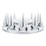 Rounded Chrome Front Axle Cover With 4-3/4" Super Spike Push-On Nut Covers
