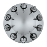 Rounded Chrome Front Axle Cover With 4-3/4" Super Spike Push-On Nut Covers