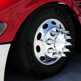 Rounded Chrome Front Axle Cover With 4-3/4" Super Spike Push-On Nut Covers