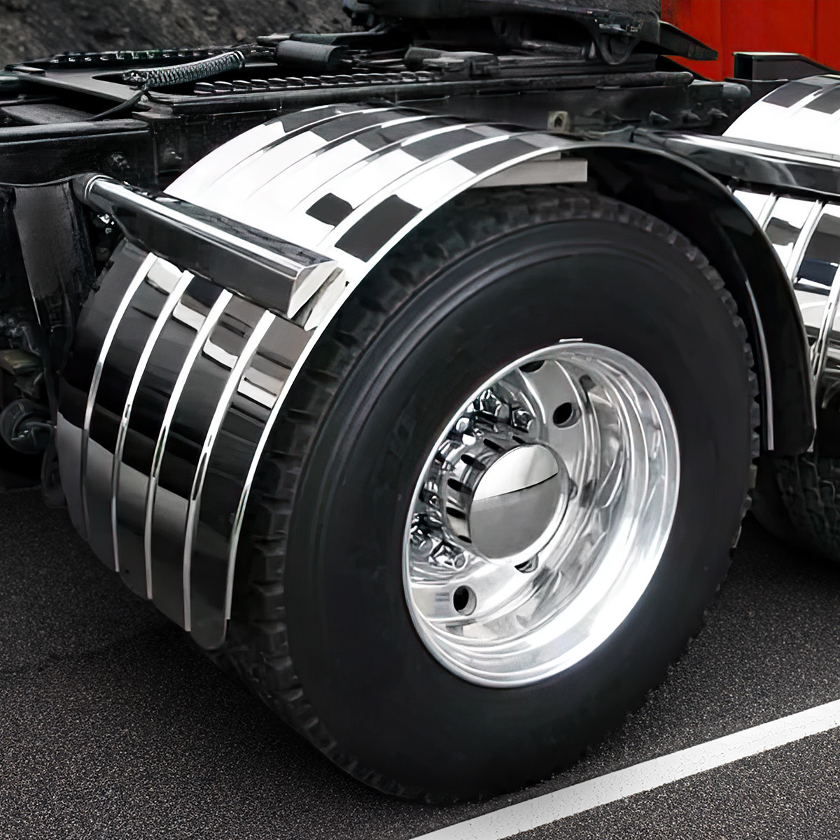 80" Single Axle Fender - 430 Stainless Steel 18 Gauge Ribbed Design (Pair)