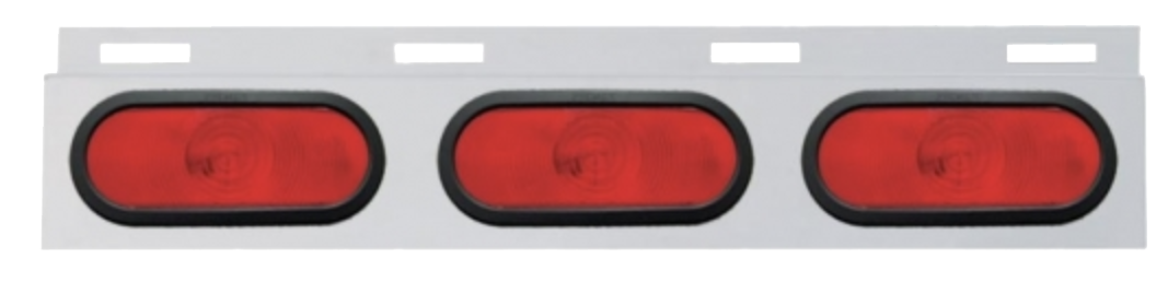 Stainless Steel Top Mud Flap Plate With 3 Oval Lights & Bezels