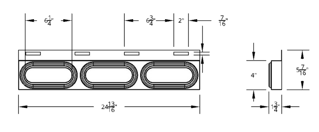 Stainless Steel  Top Mud Flap Plate With 3 Oval Lights & Bezels