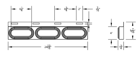Stainless Steel  Top Mud Flap Plate With 3 Oval Lights & Bezels
