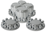 Axle Cover Kit Revolver With Hubcaps & 33mm Threaded Nut Covers – Chrome Plated ABS Plastic