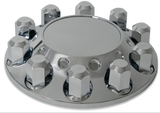 Axle Cover Kit Revolver With Hubcaps & 33mm Threaded Nut Covers – Chrome Plated ABS Plastic