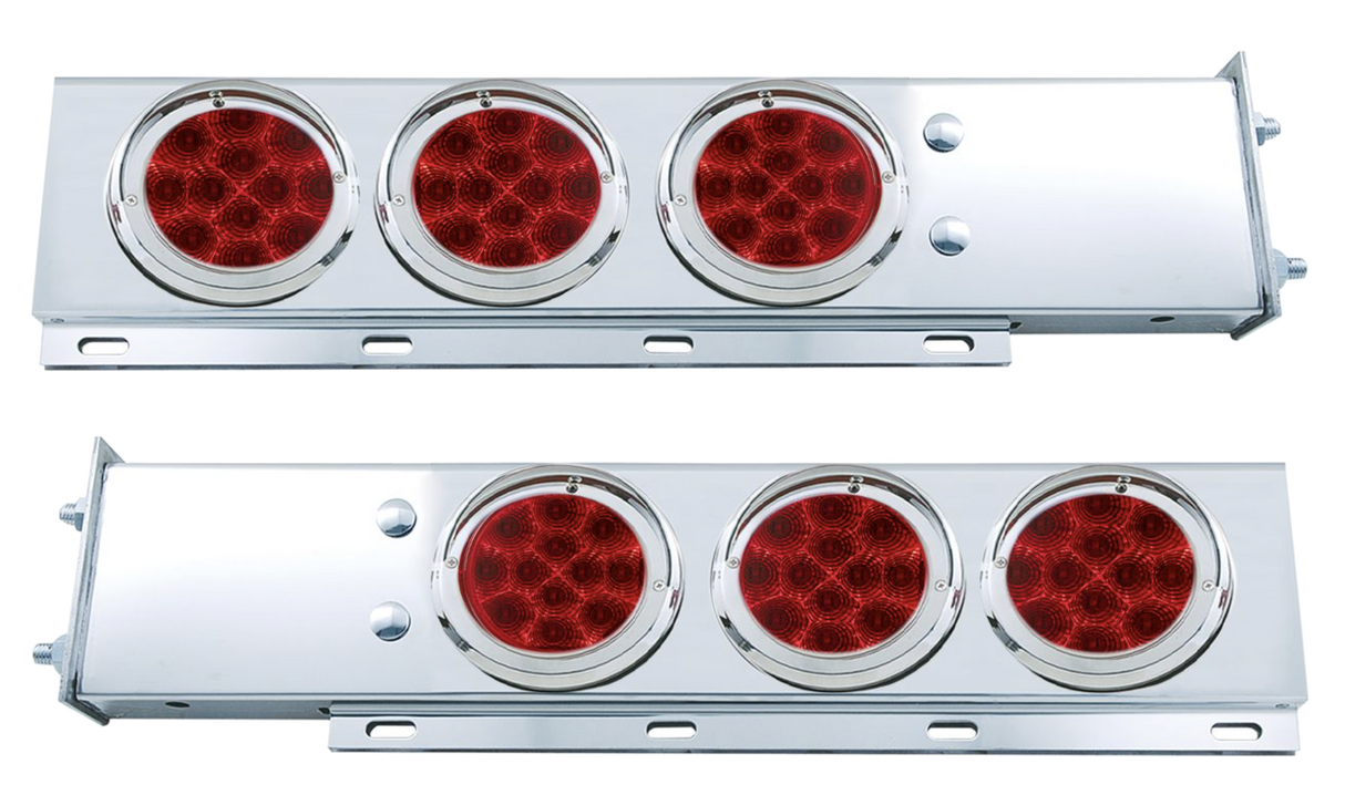 Mud Flap Hangers, Red Economy LED Lights, With Round Red Lens