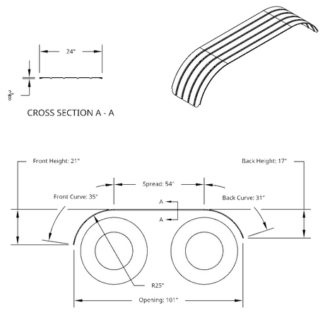 16 and 18 Gauge Full Tandem Fenders Ribbed Flat Polished Stainless Steel - HD Truck Source