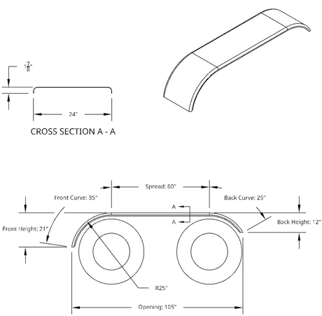 16 Gauge Full Tandem Fenders Smooth Polished Stainless Steel - HD Truck Source