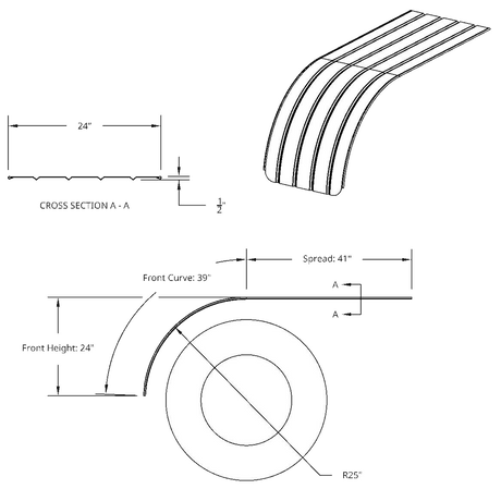 18 Gauge Ribbed High Polished Smooth Stainless Steel Half Tandem Fenders - HD Truck Source