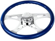 18 Inch Blue Mahogany Wood 4 Spoke Steering Wheel - HD Truck Source