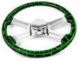 18 Inch Green Lightning Design Wood Steering Wheel - HD Truck Source