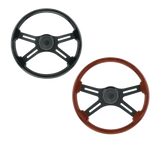 18" Matte Black 4 Spoke Steering Wheel With Horn Bezel & Button
