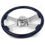 18 Inch Lightning Design Wood Steering Wheel With 4 Spoke Chrome Center