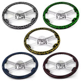 18 Inch Lightning Design Wood Steering Wheel With 4 Spoke Chrome Center