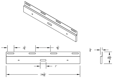 Stainless Top Mud Flap Plate - 17" Light Bar Cutout