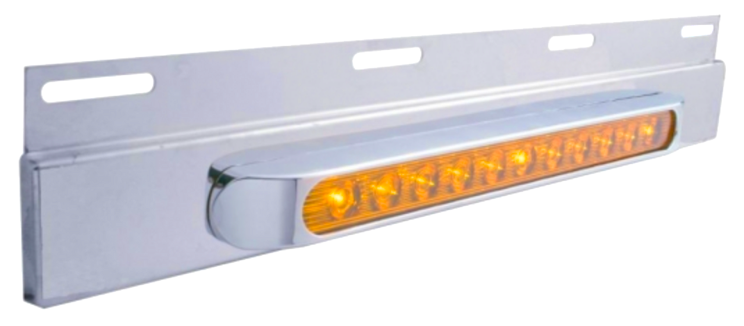 Stainless Top Mud Flap Plate With 11 LED 17" Light Bar & Bezel