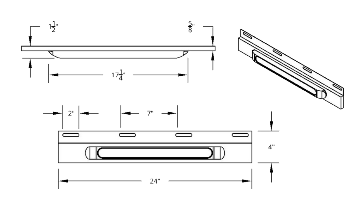 Stainless Top Mud Flap Plate With 11 LED 17" Light Bar & Bezel