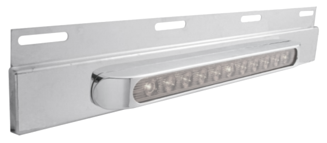 Stainless Top Mud Flap Plate With 11 LED 17" Light Bar & Bezel