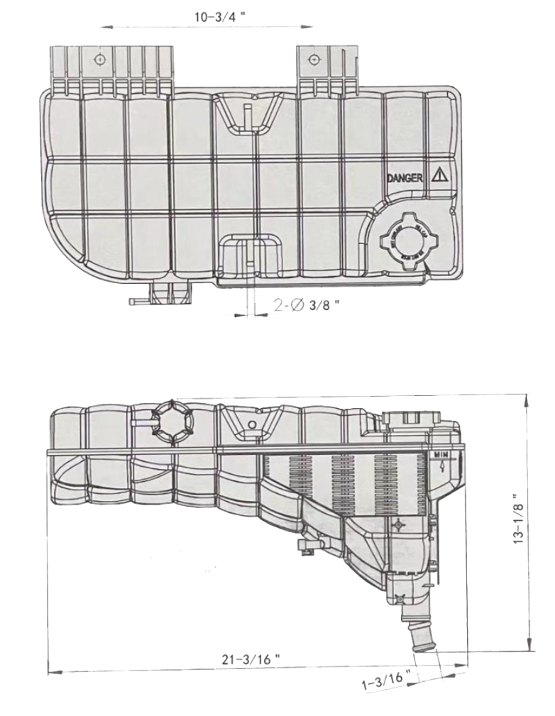 Peterbilt 389, 367, 365 & Kenworth W900, T800. - Pressurized Coolant Reservoir With Coolant Level Sensor (Copy) (Copy)