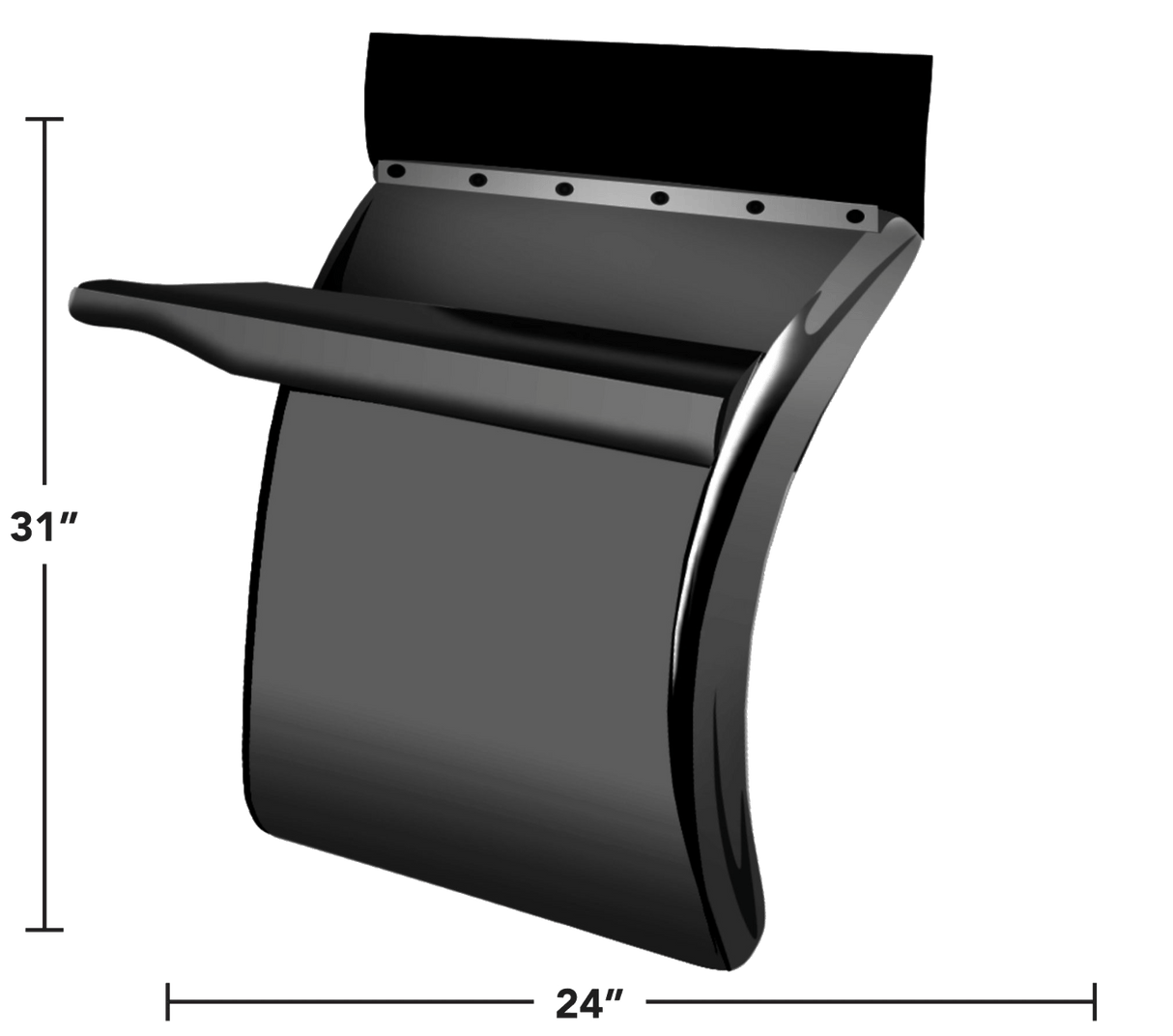 31 Inch Quarter Fender Pair Smoked Black Mirror Finish Triangle Brackets Included - HD Truck Source
