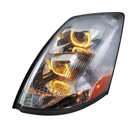 Volvo VN/VNL (2003-2017) - Projection Headlight With Amber LED Light Bar