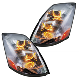 Volvo VN/VNL (2003-2017) - Projection Headlight With Amber LED Light Bar