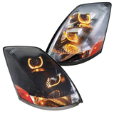 Volvo VN/VNL (2003-2017) - Projection Headlight With Amber LED Light Bar