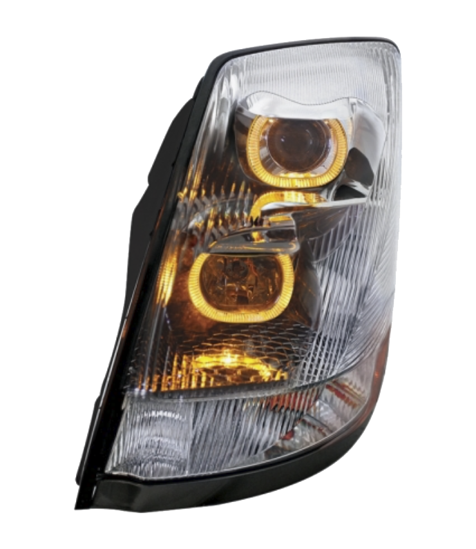 Volvo VN/VNL (2003-2017) - Projection Headlight With Amber LED Light Bar