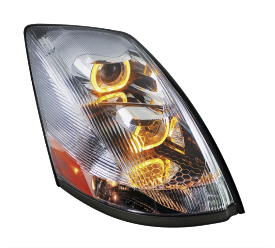Volvo VN/VNL (2003-2017) - Projection Headlight With Amber LED Light Bar