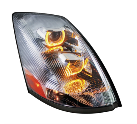 Volvo VN/VNL (2003-2017) - Projection Headlight With Amber LED Light Bar