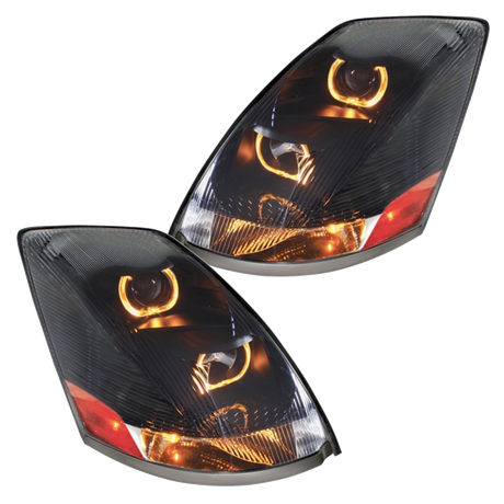 Volvo VN/VNL (2003-2017) - Projection Headlight With Amber LED Light Bar