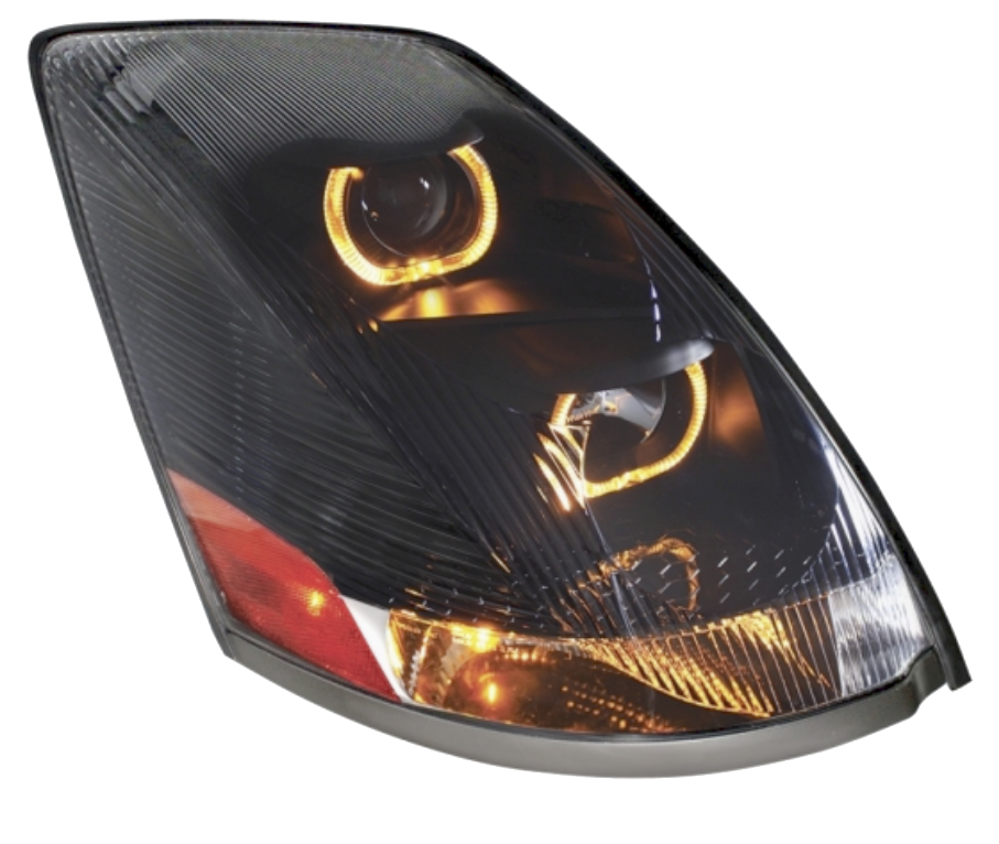 Volvo VN/VNL (2003-2017) - Projection Headlight With Amber LED Light Bar