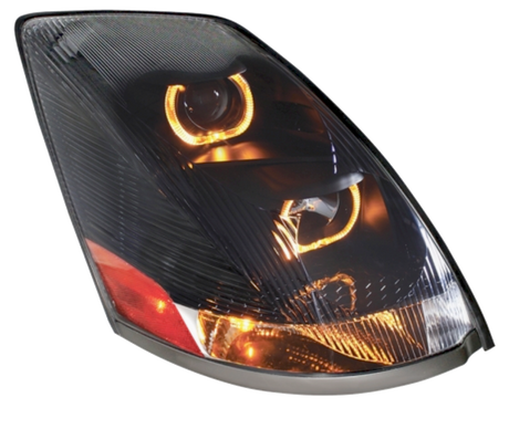 Volvo VN/VNL (2003-2017) - Projection Headlight With Amber LED Light Bar