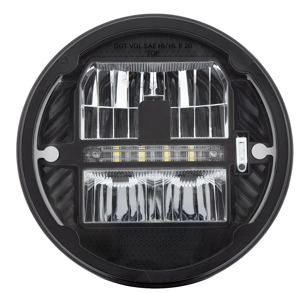 7" Heated LED Round Headlight With White Position Light