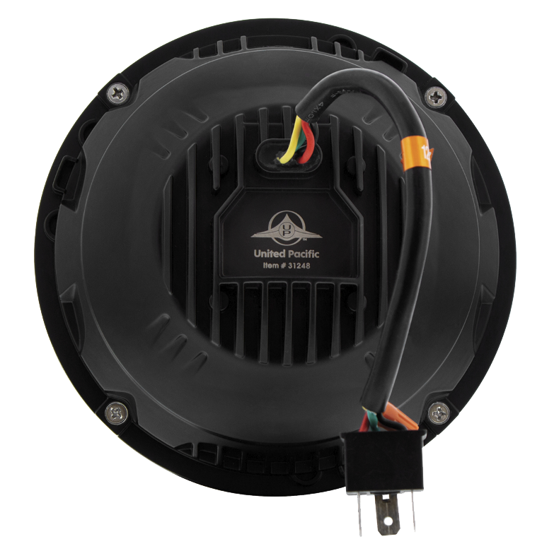 7" Heated LED Round Headlight With White Position Light