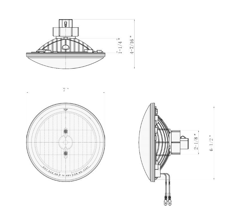 7" Crystal Headlight With LED Halo Ring - Universal Round Replacement