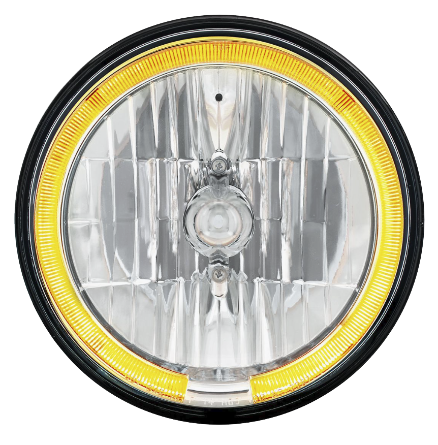 7" Crystal Headlight With LED Halo Ring - Universal Round Replacement