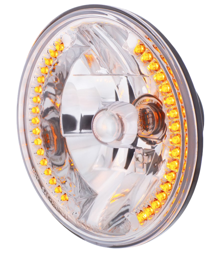 7" Crystal Headlight With 34 LED Position Light