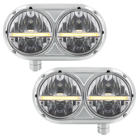 Peterbilt 359 - Stainless Steel Headlight Assembly & LED Headlights With LED Position Light