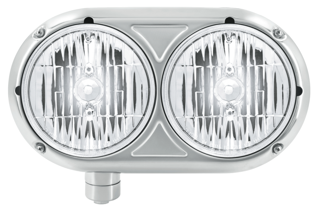Peterbilt 359 - Stainless Steel Headlight Assembly & Crystal Halogen Bulbs