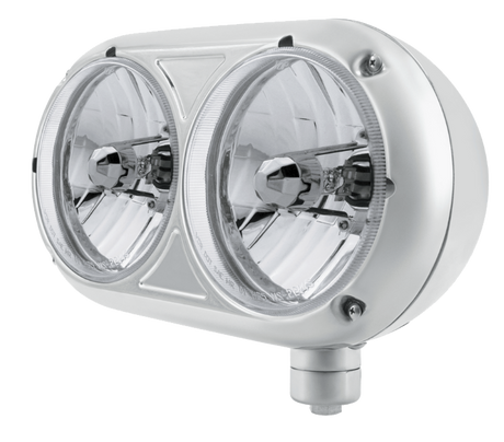 Peterbilt 359 - Stainless Steel Headlight Assembly & Crystal Halogen Bulbs