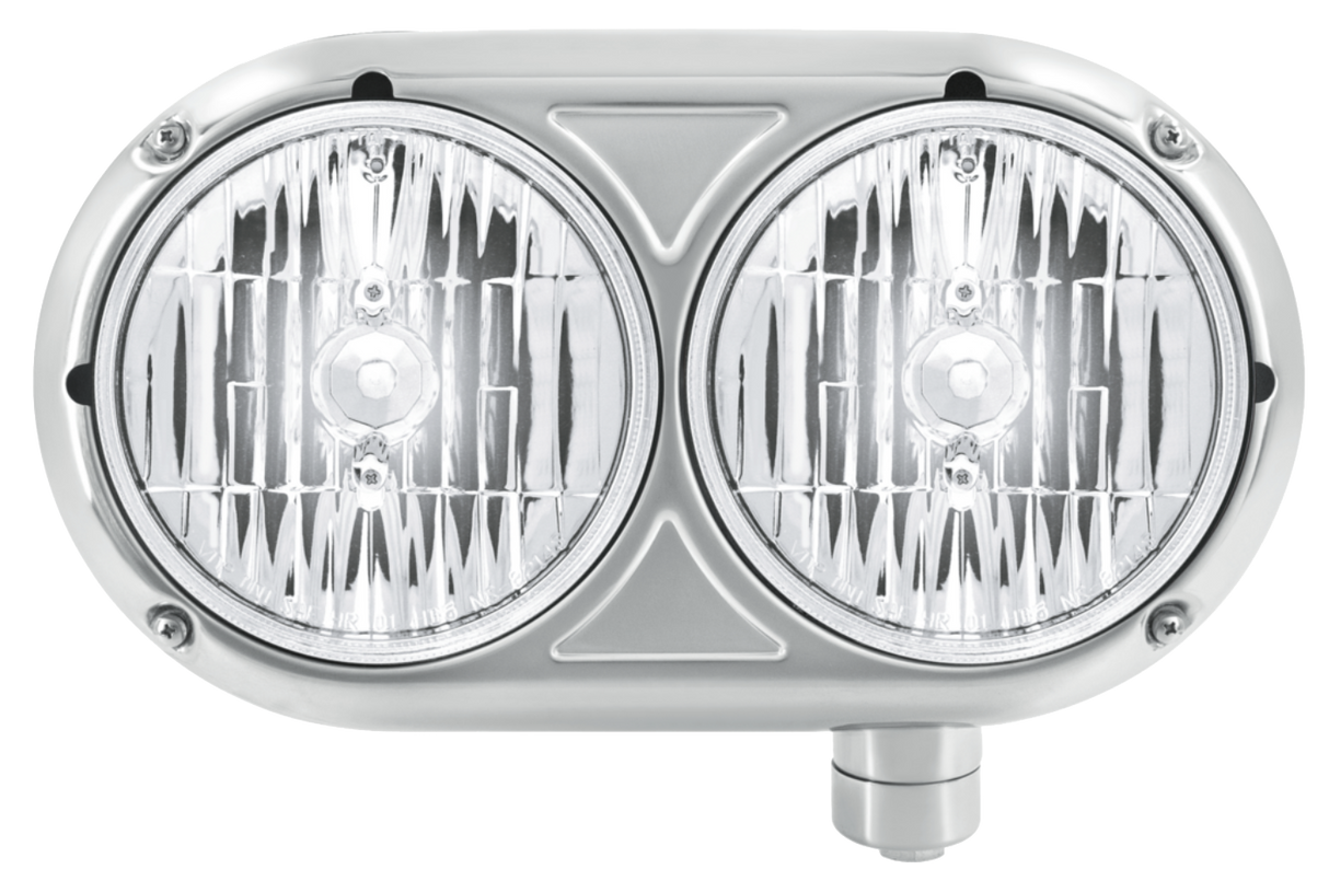Peterbilt 359 - Stainless Steel Headlight Assembly & Crystal Halogen Bulbs