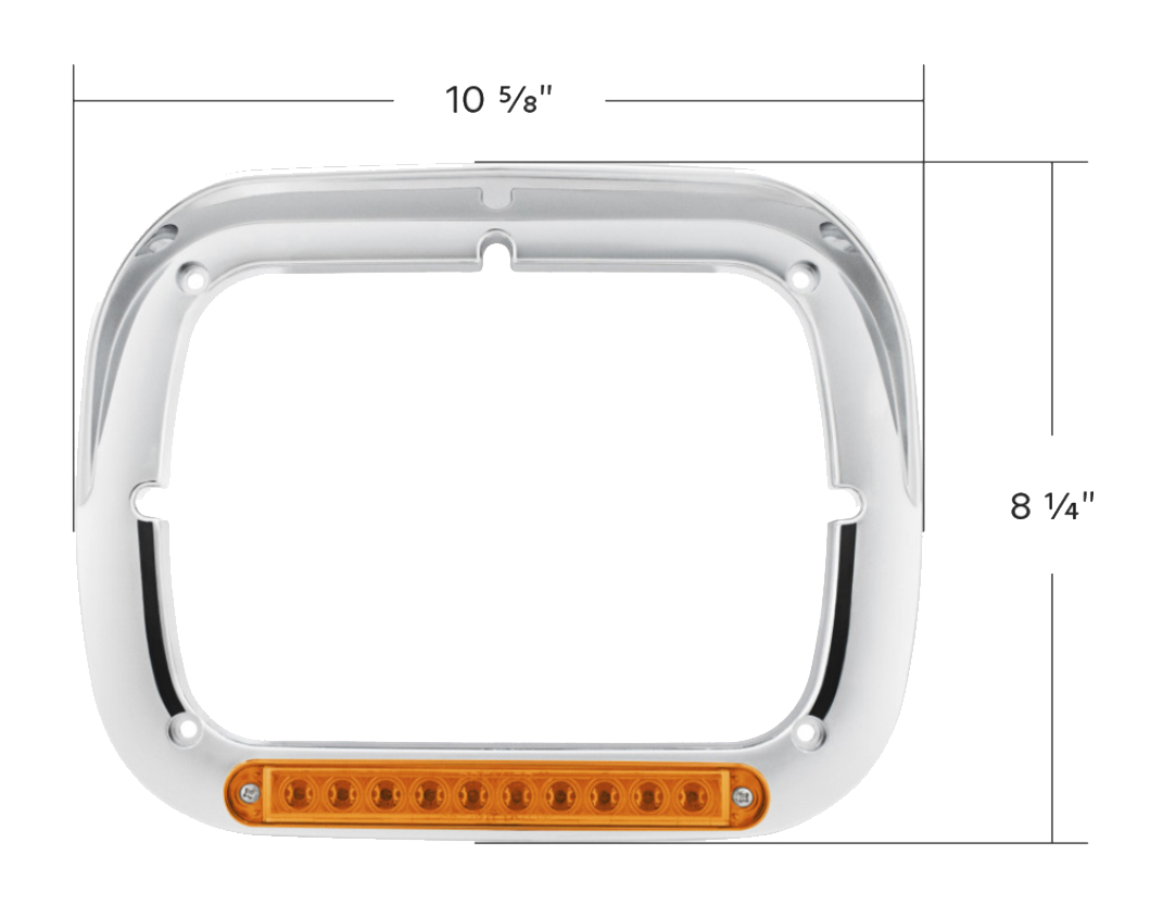 5" x 7" Headlight Bezel With Visor, 10 LEDs