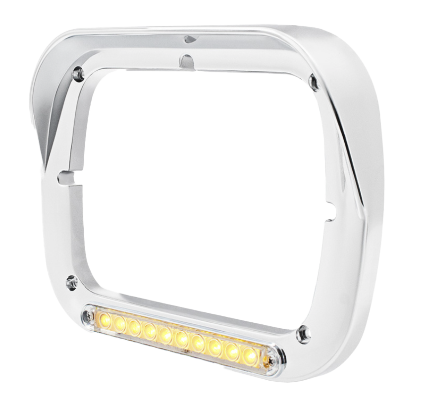 5" x 7" Headlight Bezel With Visor, 10 LEDs
