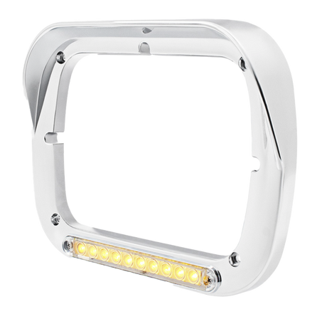 5" x 7" Headlight Bezel With Visor, 10 LEDs