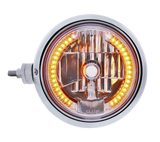 Stainless Steel Guide 682-C Style Headlight Assembly With Crystal Lens & 34 LEDs Position Light - Horizontal Mount
