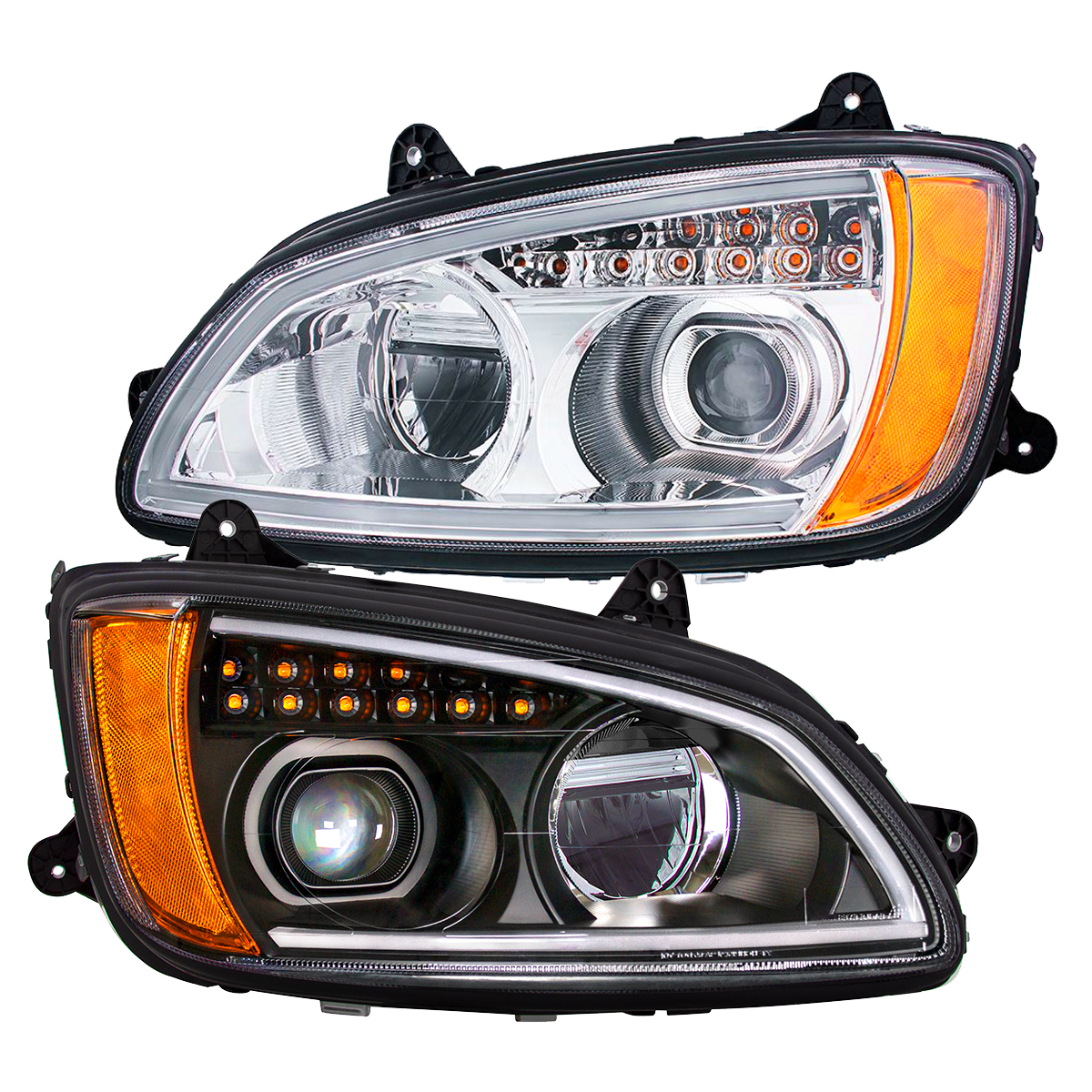 Kenworth T660 (2008-2017) - Full LED Projection Headlight With Turn Signal & Position Light Bar