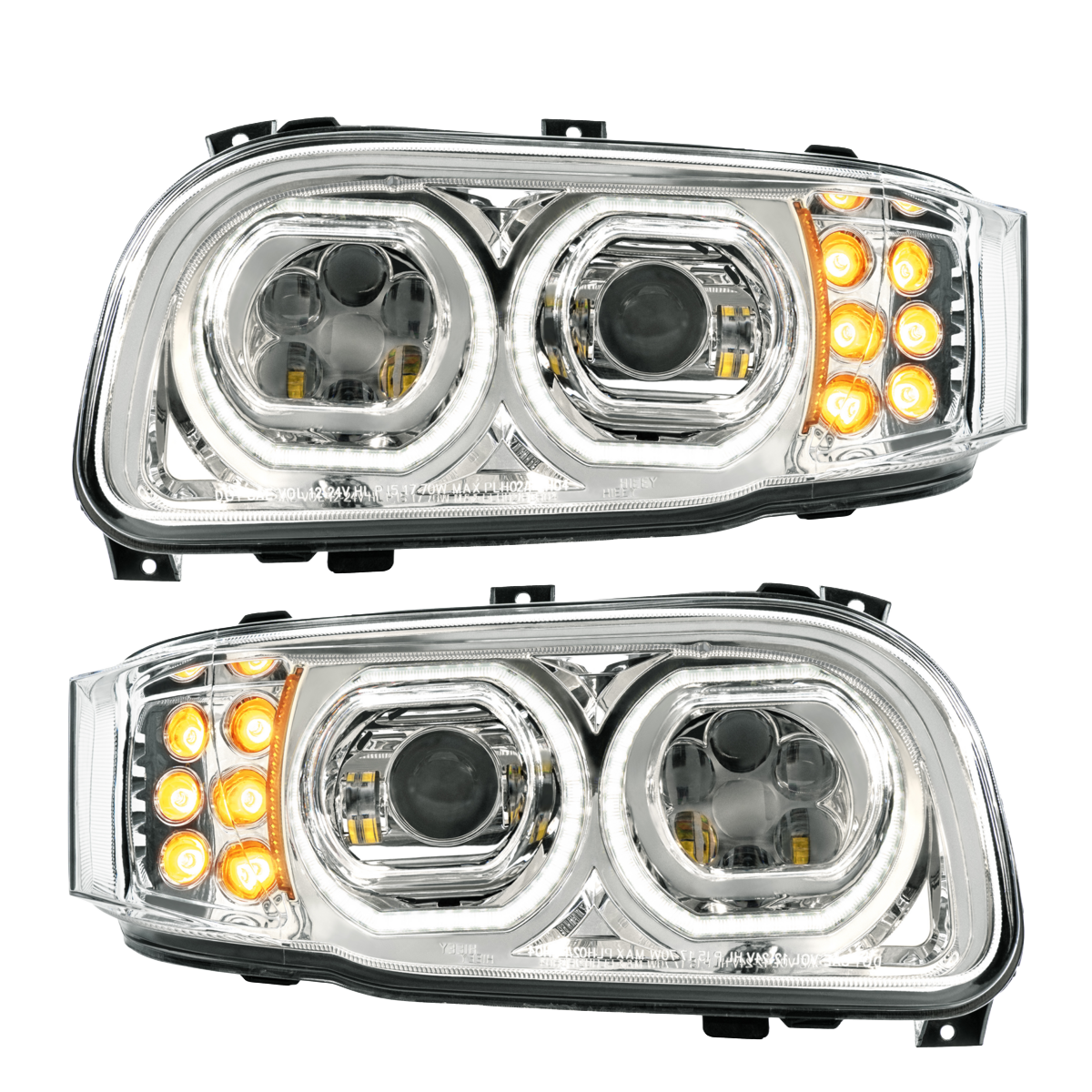 Peterbilt 389 (2008-2024) - High Power Headlight With 10 LED Turn & 100 LED Halo